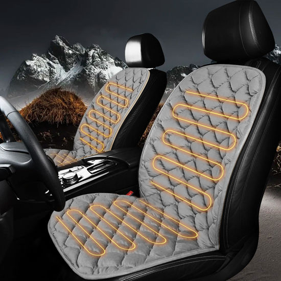 Picture of FIOQE Driver&Passenger Side Seat Cushion for Full Back and Seat Gray Comfortable Seat Cover with Full Back, Universal Seat Cushion for Seat in Winter