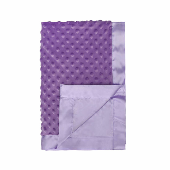 Picture of Pro Goleem Baby Soft Minky Dot Blanket with Silky Satin Backing Baby Gifts for Boys and Girls (Purple, 30’’ x 40’’)