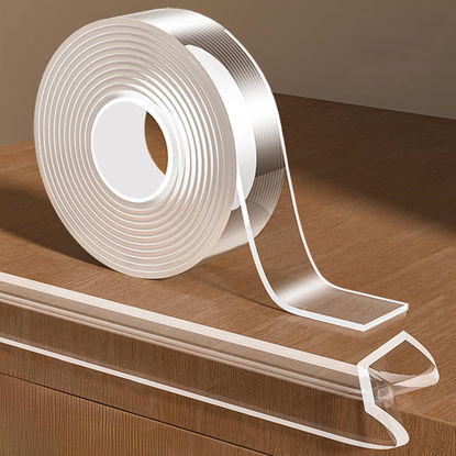 Picture of KAIYUER 0.8 in x 9.84 FT,Clear Edge Protector Strip Sharp Edge Wrap Cover Tape, Self Adhesive Protective Bumper Guards for Cabinet Door Desk Glass Table Bed Furniture, Kitchen Countertop, Waterproof
