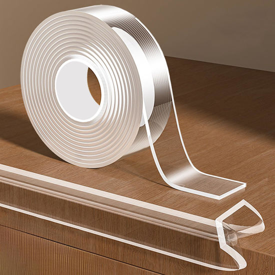 Picture of KAIYUER 0.8 in x 9.84 FT,Clear Edge Protector Strip Sharp Edge Wrap Cover Tape, Self Adhesive Protective Bumper Guards for Cabinet Door Desk Glass Table Bed Furniture, Kitchen Countertop, Waterproof