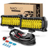 Picture of NAOEVO 7 Inch Yellow LED Light Bar, 240W 24,000LM Offroad Fog/Driving Lights LED Pods with 2 Leads Wiring Harness Kit, Spot & Flood LED Work Lights for Truck Boat UTV ATV, 2-Pack (Yellow)