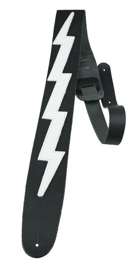 Picture of Perri's Leathers, The Famous Collection, Guitar Strap, Bowie Style Lightning Bolt Themed, Leather, Adjustable Electric/Acoustic/Bass Guitars, 41" to 56" Inches, Compatible with All Lock Systems, Black