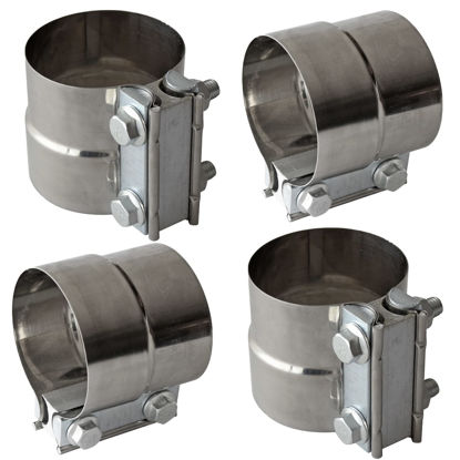 Picture of Exhaust Band Clamps 3" Lap Joint 304 Stainless Steel Exhaust Pipe Muffler Band Clamp (3 Inch 4 Pack)