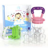 Picture of Baby Food Feeder/Fruit Feeder Pacifier Nibbler (2 Pack) - Infant Teething Toys | Silicone Feeder Baby | Mesh teethers for Babies | Baby Feeding Essentials | Frozen Breastmilk Teether (Pink&Green)