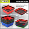 Picture of PR1ME Upgrade Collapsible Magnetic Parts Tray Set, 3 Pack, Foldable Magnetic Tool, 4.25 inch Square Silicone Bowls with Magnetic Base Stores and Organizes Small Parts and Tools