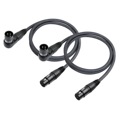 Picture of Devinal Right Angle XLR Cable, Angle Male XLR to Straight Female XLR Microphone Mic Cable Cord, 90 Degree XLR Male Adapter for Sound Devices Mixer Recorder 3.3 FT 2 pcs