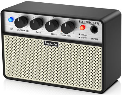Picture of Ueteto 10W Mini Bass Amp, Portable and Rechargeable Bass Guitar Practice Amplifier with Clean and Drive Channels