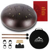 Picture of EASTROCK Steel Tongue Drum 13 Note 12 Inch Percussion Instrument Handpan Drum C Key for Meditation Entertainment Concert Yoga with Travel Bag, Mallets, Music Book (Brown)