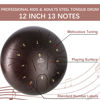 Picture of EASTROCK Steel Tongue Drum 13 Note 12 Inch Percussion Instrument Handpan Drum C Key for Meditation Entertainment Concert Yoga with Travel Bag, Mallets, Music Book (Brown)