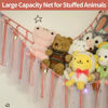 Picture of YELIENM Stuffed Animals Net or Hammock with LED Light, 59 inch Toy Hammock Net for Stuffed Animals Corner Hanging Stuffed Animal Storage Stuffed Animal Holder for Nursery Kids Bedroom… (Dark Pink)