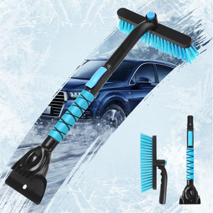 Picture of Yougfin 2 in 1 Extendable Snow Brush with Ice Scraper for Car Windshield, 33 Inch Car Window Scraper & Foam Snow Removal Brush for SUV, Heavy Duty Snow Cleaner for Truck Van, 360° Pivoting Head