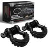 Picture of AUTMATCH D Ring Shackle 3/4" Shackles (2 Pack) 41,887Ibs Break Strength, Clevis Shackle with 7/8" Screw Pin and Shackle Isolator Washer Kit for Tow Strap Winch Off Road Vehicle Recovery, Frosted Black