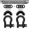 Picture of AUTMATCH D Ring Shackle 3/4" Shackles (2 Pack) 41,887Ibs Break Strength, Clevis Shackle with 7/8" Screw Pin and Shackle Isolator Washer Kit for Tow Strap Winch Off Road Vehicle Recovery, Frosted Black