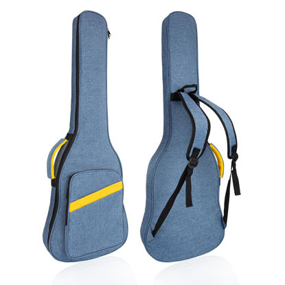 Picture of MUZNOTE Electric Guitar Bag, Electric Guitar Case Padded Electric Guitar Gig Bag 0.4 Inch Padding Soft Guitar Case with Neck Strap, Back Hanger Loop, Blue
