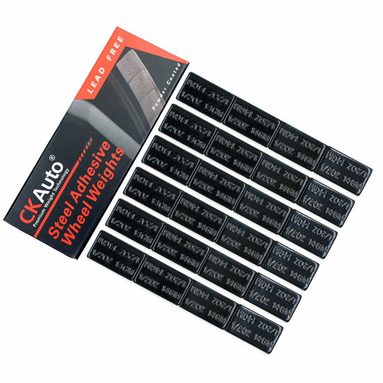 Picture of CKAuto 1/2oz, 0.5oz, Ultra Slim Low Profile, Black, Adhesive Stick On Wheel Weights, 12 oz/ 4 lb/Box, OEM Quality, (24pcs)
