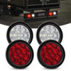 Picture of Nilight 4PCS 4” 12LED Round Reverse Brake Turn Tail Lights w/Surface Mount Grommet Plugs IP67 Trailer Tail Lights for Truck Trailer RV (White and Red)