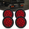 Picture of Nilight 4PCS 4” 12LED Red Round Stop Brake Turn Tail Lights w/Surface Mount Grommet Plugs IP67 Trailer Tail Lights for Truck Trailer RV