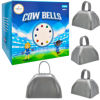 Picture of The Dreidel Company Metal Cowbell Noisemaker Cheering Bell, New Years, School Classroom, Wedding Bells & Chimes Percussion Musical Instruments Call Bell Alarm, 3" (Silver, Pack of 12)