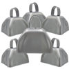 Picture of The Dreidel Company Metal Cowbell Noisemaker Cheering Bell, New Years, School Classroom, Wedding Bells & Chimes Percussion Musical Instruments Call Bell Alarm, 3" (Silver, Pack of 12)