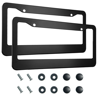 Picture of 2PCS Matte Black License Plate Frames, 2 Holes Solid Aluminum License Plate Holder, Universal Car License Plate Frame for Man, Licence Plate Frame Black and Screws, by Lengnoyp
