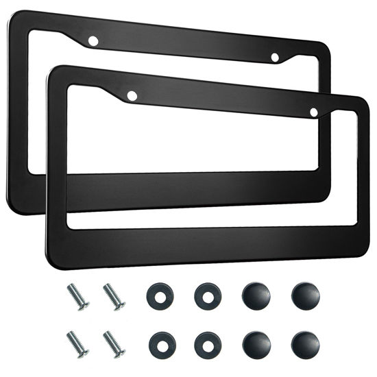 Picture of 2PCS Matte Black License Plate Frames, 2 Holes Solid Aluminum License Plate Holder, Universal Car License Plate Frame for Man, Licence Plate Frame Black and Screws, by Lengnoyp