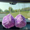 Picture of Pair 3” Purple with White Dots Mirror Fuzzy Plush Dice, Purple and White Soft Plush Car Decorative Hanging Ornament