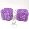 Picture of Pair 3” Purple with White Dots Mirror Fuzzy Plush Dice, Purple and White Soft Plush Car Decorative Hanging Ornament