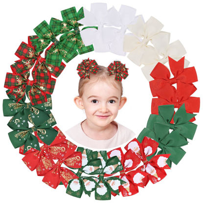 Picture of YHXX YLEN 20PCS 3 Inch Hair Bows for Girls Grosgrain Ribbon Christmas Hair Clips with Alligator Clip, Hair Accessory for Toddler Girls Baby Kids Teens