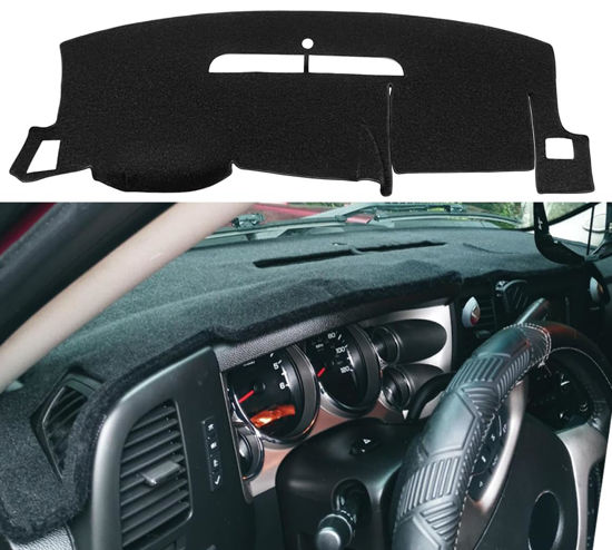 Picture of Dash Cover Custom Fit for Chevy Chevrolet Silverado 1500 LT/WT 2007-2013 2500 HD / 3500 HD 2007-2013, GMC Sierra 2007-2013 .Dashboard Cover Mat Pad Carpet (08-13, Black) Y74