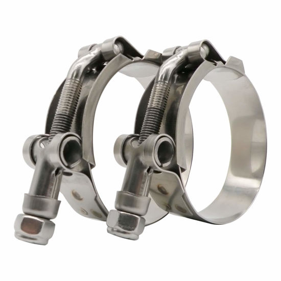 Picture of Roadformer 2" T-Bolt Hose Clamp - Working Range 56mm - 64mm for 2" Hose ID, Stainless Steel Bolt, Stainless Steel Band Floating Bridge and Nylon Insert Locknut (56mm - 64mm, 2 pack)