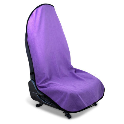 Picture of DECKALY Waterproof Sweating Car Seat Cover for Post Gym Workout, Running, Swimming, Beach and Hiking, Universal Fit Non-Slip Bucket Seat Protector for Cars SUV Trucks, Machine Washable (Purple)