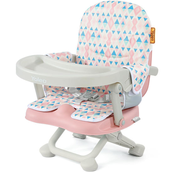 Picture of YOLEO Baby High Chair Booster Seat for Dining Table, Adjustable Height Travel Booster Seat with Tray, Toddler Booster Seat Easy Clean