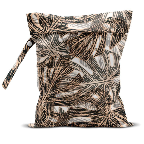 Picture of zcyxuuw Wet Bag, Wet Dry Bag, Wet Bag for Swimsuit, Travel, Beach, Pool, Diapers, Dirty Yoga Gym Clothes, Makeup Bag, Waterproof Tropical Palm Leaves Decor Jungle Palm Leaf Favors