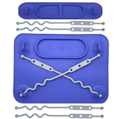 Picture of BUSY BABY Silicone Mat Bundle - 1 Original Mat Plus 1 Mini Mat, Strong Suction Cups, 6 Straps to Secure Baby Essentials and Keep Them Off The Floor, Baby Led Weaning, Travel Sleeve Included