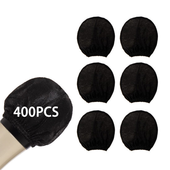 Picture of Zettokete Microphone Cover Pop Filter 400 PCS, Disposable Mic Cover with Individual Packing, Microphone Protector Suit for Most Handheld Microphones, Non-Woven, Black