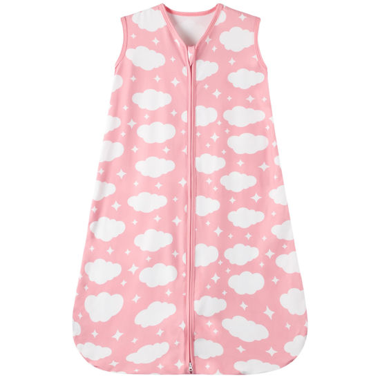 Picture of GUNTAIL Baby Sleep Sack 12-18 Months Baby Wearable Blanket 100% Rayon Cotton 2-Way Zipper Toddler Sleeping Sack，Comfy Soft Lightweight TOG 0.3（Cloud）