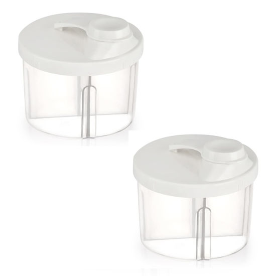 Picture of Accmor Baby Formula Dispenser On The Go, Non-Spill Rotating Four-Compartment Formula Container to Go, Milk Powder Kids Snack Container for Infant Toddler Travel Outdoor, White, 2 Pack