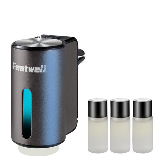 Picture of Featwell Car Air Freshener Diffuser, Three Adjustable Modes Smart Car Air Freshener, Intelligent Car Aroma Diffuser with 3pcs Essential Oil, Grey