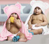 Picture of ELSVIN Set of 2 Hooded Baby Towels - White and Pink - Luxurious, Large and Super Absorbent - 30 x 30 Inch - Soft and Suitable for Infants, Toddlers and Kids - 400 GSM
