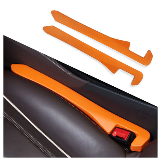Picture of IHOTDER Super Flexible Car Seat Gap Filler,Durable Car Organizer Between Seats for Tightly Filling Seat Gaps,Universal Car Side Seat Gap Filler Car Accessories for Women & Men (Orange/2PCS)…