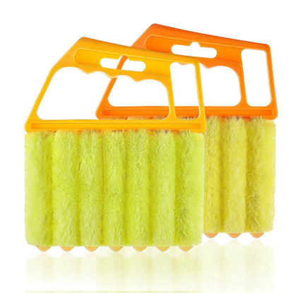 Picture of AOCEAN 2 Pcs Blind Cleaner Duster Tool 7-Finger Dusting Cleaner Tool for Window & Air Conditioner Handheld Mini Duster Brush for Wood Blinds Dust Dirt
