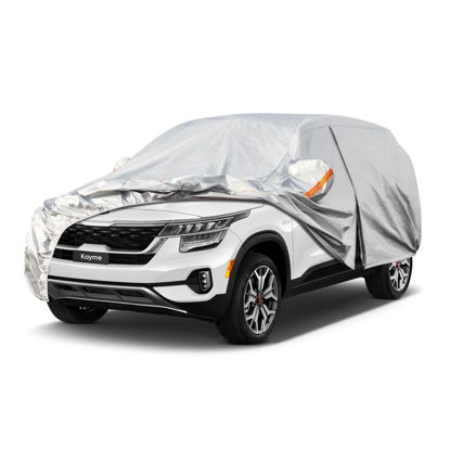 Picture of Kayme 6 Layers SUV Car Cover Custom Fit for Kia Seltos（2019-2025） Waterproof All Weather for Automobiles, Outdoor Full Cover Rain Sun UV Protection.Silver
