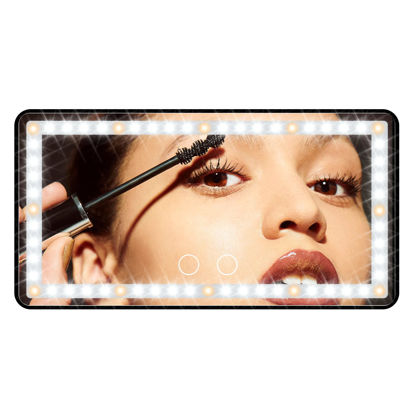 Picture of Car Sun Visor Vanity Mirror: Rechargeable Led Makeup Mirror with 3 Light Modes & Dimmable Touch Screen - Car Mirror Accessories for Women Girl