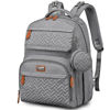 Picture of BabbleRoo Diaper Bag Backpack, Travel Backpack with Changing Pad, Pacifier Case & Stroller Straps, Multifunction, Waterproof, Unisex - Light Gray