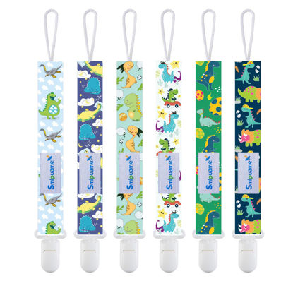 Picture of Smlpuame Baby Pacifier Clip for Boys Girl,6 Pack Stylish Binky Clips Strap,Paci Holder with Clips Universal Lightweight Fits Most Pacifiers Teeher Toy Teething Ring Soothie,Baby Gifts(Dinosaur-2)