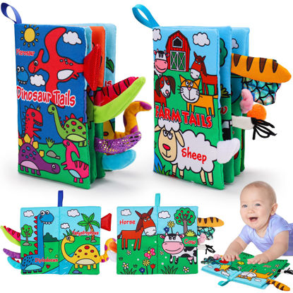 Picture of 2 PCS High Contrast Crinkle Baby Books 0-6 Months Interactive Sensory Baby Toys 9-12 Month Montessori Activities Touch Feel Infant Book 0-3-6 Month Car Seat Travel Essentials Newborn Development Gift