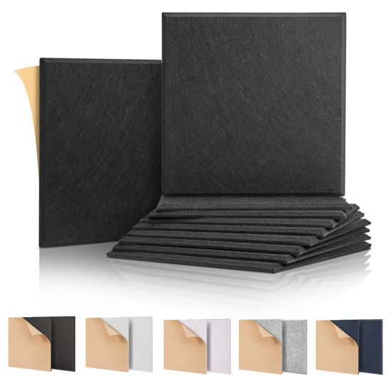 Picture of Soundproof Wall Panels, Kuchoow Acoustic Panels Self-Adhesive, 12 Pack Acoustic Wall Panels High Density, Sound Proof Panels for Walls Home Studio Office 12" X 12" X 0.4" Black
