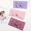 Picture of JOYOYO 3 Colors Soft Wide Turban Baby Headbands with 4.5 inches Hair Bow Headbands for Baby Girls Infants Newborn Hair Accessories Toddlers Kids and Children(Pink Purple Purple)