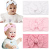 Picture of JOYOYO 3 Colors Soft Wide Turban Baby Headbands with 4.5 inches Hair Bow Headbands for Baby Girls Infants Newborn Hair Accessories Toddlers Kids and Children(White Pink Pink)