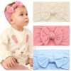 Picture of JOYOYO 3 Colors Soft Wide Turban Baby Headbands with 4.5 inches Hair Bow Headbands for Baby Girls Infants Newborn Hair Accessories Toddlers Kids and Children(Beige Pink Blue)